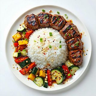 Riso, verdure e kebabR