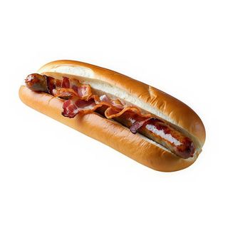 Bocadillo de salchichas con bacon