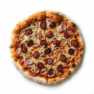 Pizza De Salchicha Italiana Radicchio Y Cebolla