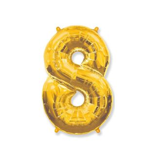Balon Gold cu heliu cifra 8