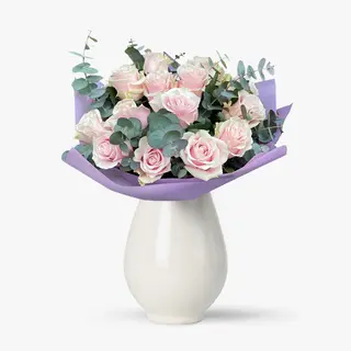 Buchet de 15 trandafiri roz
