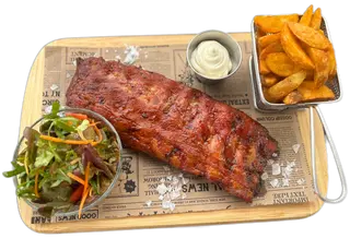 Scărița de porc cu sos barbeque și salată mix