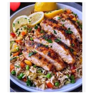 Vegetable Rice served with 1/4 Chicken