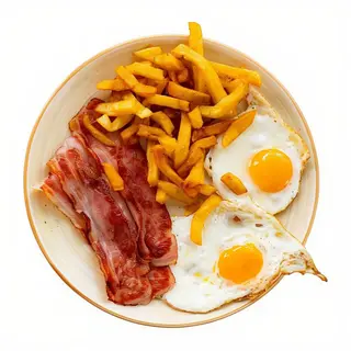 Bacon Con Huevo y Patatas Fritas