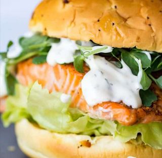 Salmon burger/Сьомга Бургер  +FREE CAN OF COCA-COLA