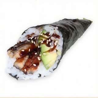 77 A Temaki Anguila Con Aguacate Y Salsa Teriyaki