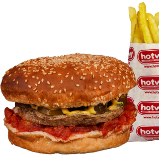 Телешки бургер + малки картофки (330г)