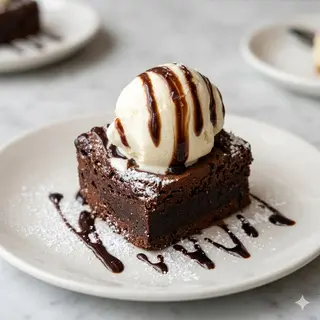 Brownie con helado de vainilla
