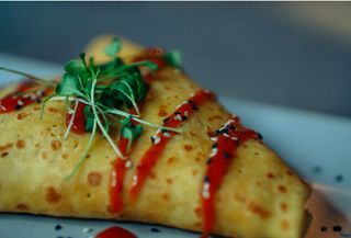 SCRAMBLE EGG WITH DRY SAUSAGES  & CHEESE  CREPE