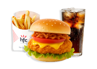 HFC Fried Onion Cheese Burger+1 Comp.+1 Beb.