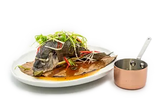 Steamed whole sea bream