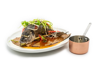 Steamed whole sea bream