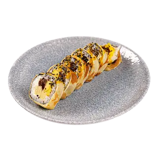 Słodkie tamago w omlecie z sosem mango