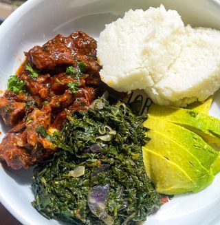 Ugali,Beef with Vegetables