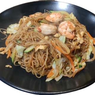 Fideos de  arroz con gambas