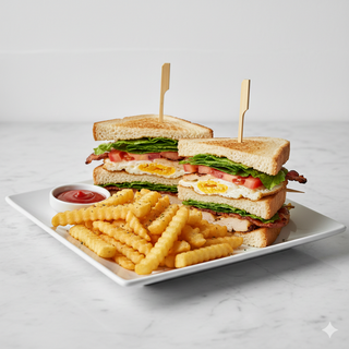 Sándwich Club Con Patatas Fritas