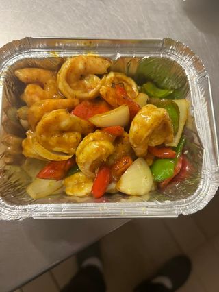 Gamberi al curry e verdure 咖喱虾