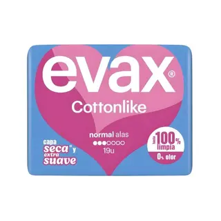 Pensos Higiénicos Normal Alas - Evax Cotonline 19un.