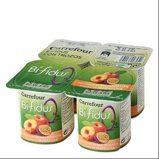 Yogur Bífidus Melocotón y Maracuyá Carrefour 4 Uds. 125 Gr.