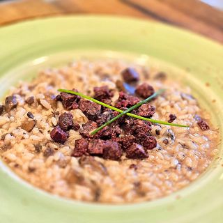 Risotto de bolets i botifarra negra