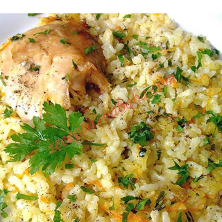 Пилешко бутче с ориз и зеленчуци