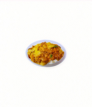 Arroz blanco con ternera al curry