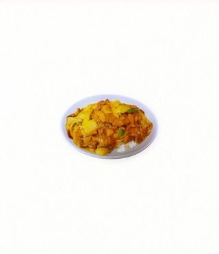 Arroz blanco con ternera al curry