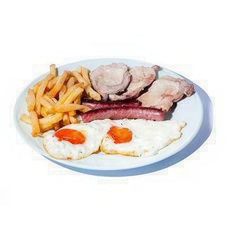 N° 4 Bacon, Huevo Frito, Patatas Fritas, Lechuga, Tomate Y Pan