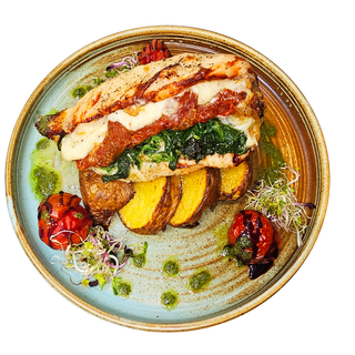 Пълнено пиле със сушен домат, моцарела и спанак (600гр)