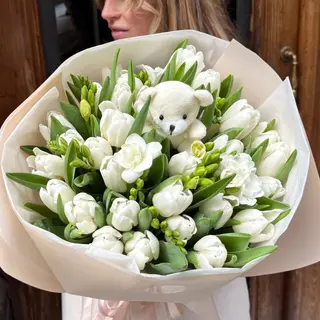 Sweet Teddy Tulips - 30 Tulipanes Blancos