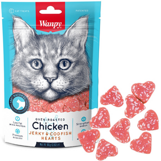 Wanpy СЕРДЕЧКИ КУРКА З ТРІСКОЮ для котів 80г