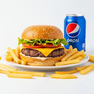 2 Hamburguesas + Patatas + Pepsi 2L