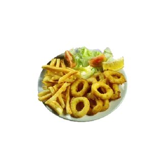 98. Calamares Con Patatas Fritas Y Ensalada