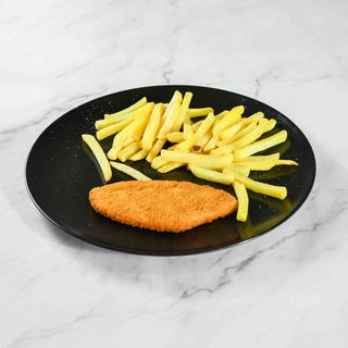 Cotoletta di pollo con patatine fritte