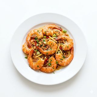 Gambas Con Ajo Y Jengibre A La Tie-Ban
