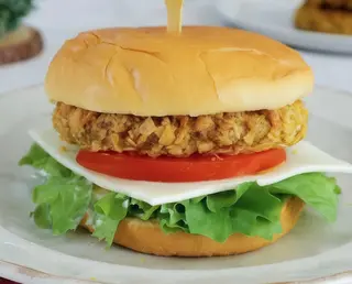 "No Cluck" Chicken Burger with Cheese