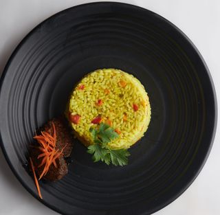 Fried rice and goatmeat  combo