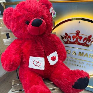Ours En Peluche Rouge 80 Cm