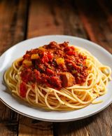 Plain Spaghetti with Pepper Stew