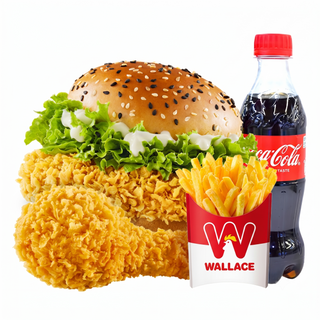 1 Cuisse De Poulet & 1 Burger Crispy Chicken & Frites & 1 Coca