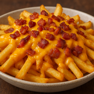 Patatas fritas al cheddar y bacón