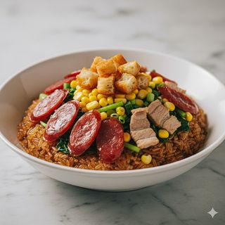 95 Riso glutinoso con salame cinese mais pastella fritta maiale 金丝糯米饭