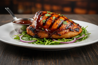 Pulpă de pui dezosată la grătar cu sos bbq