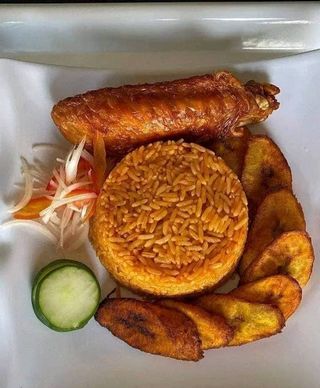 Jollof Rice, Turkey and Plantain