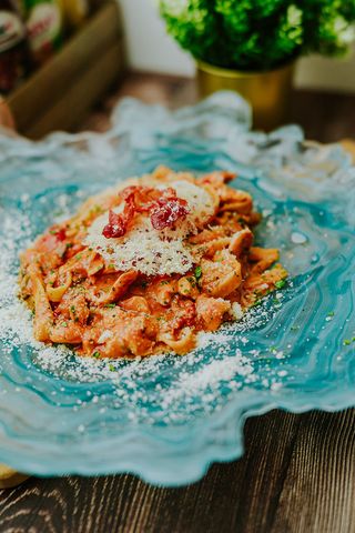 Fettucine c/ Frango, Cogumelos e Pimentos