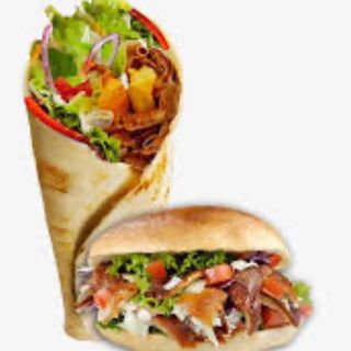 Kebab XXL pan pita O rollo con patata y ensalada 
