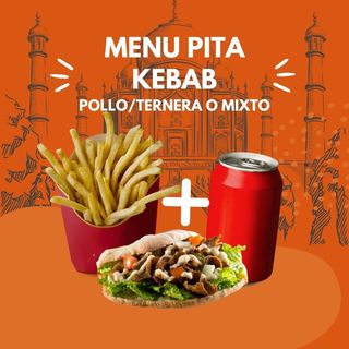 Menú kebab mixto con pan pita
