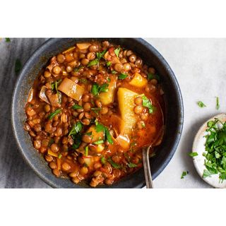 Green lentil stew