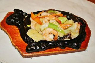 Gamberi con verdure alla piastra