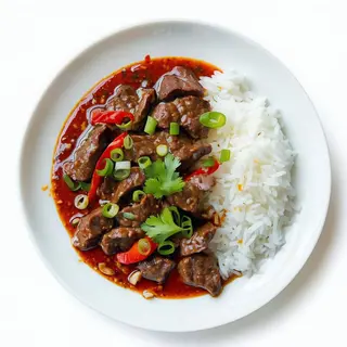 Ternera en salsa vietnamita y arroz blanco